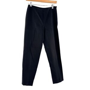 Piazza Sempione Pants Womens 40 Black Audrey Tapered Ankle Slit Italian Cotton